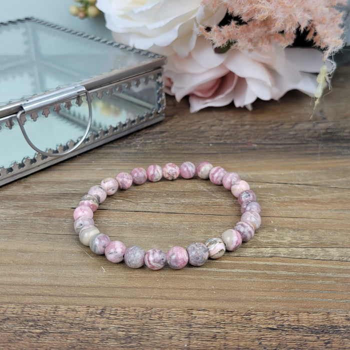 Rhodochrosite 8mm Bead Bracelet