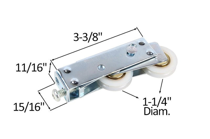 Sliding Glass Patio Door 1 - 1/4" Diameter Tandem Nylon Ball Bearing Roller - 3 - 3/8" Length - Ricci Tools - Reflect Window & Door