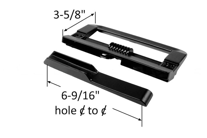 Sliding Glass Door Right Hand Black Surface Mounted Hook Style Handle 6 - 9/16" Screw Holes - Reflect Window & Door