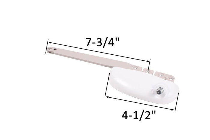 Roto Hardware 7 - 1/2" White Left Hand Casement Window Operator – Single Arm - Reflect Window & Door