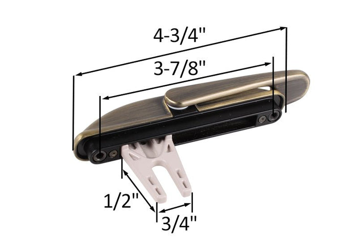Roto Hardware Antique Brass 1 - 1/2" Long Fork Multi - Point Locking Window Handle - Reflect Window & Door