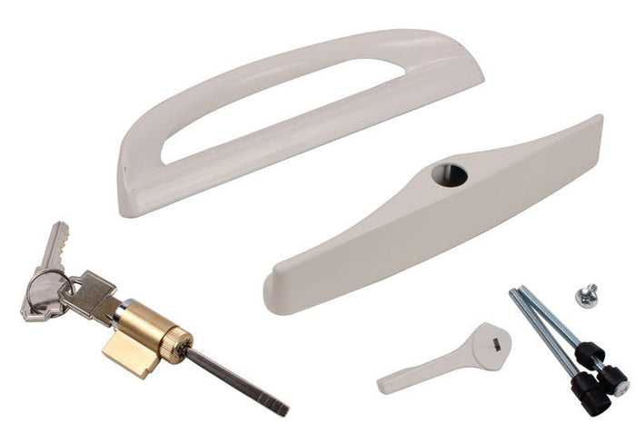 Roto Hardware Beige Keyed Patio Door Handle Set – Secure Sliding Door Lock - Reflect Window & Door
