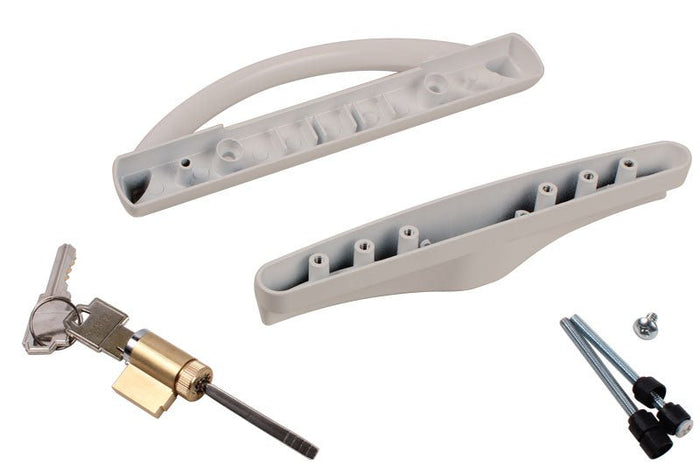 Roto Hardware Beige Keyed Patio Door Handle Set – Secure Sliding Door Lock - Reflect Window & Door
