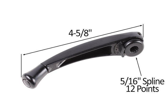 Roto Hardware Black Folding Crank Handle – 5/16" Spline for Window Operator - Reflect Window & Door
