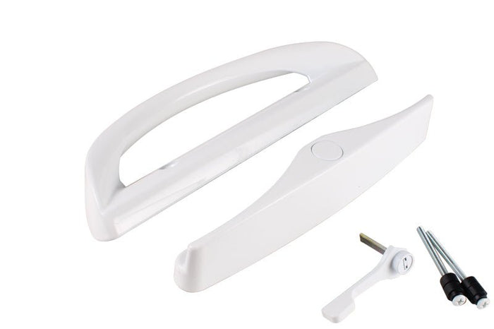 Roto Hardware White Patio Door Handle Set – Keyless Sliding Door Handle - Reflect Window & Door