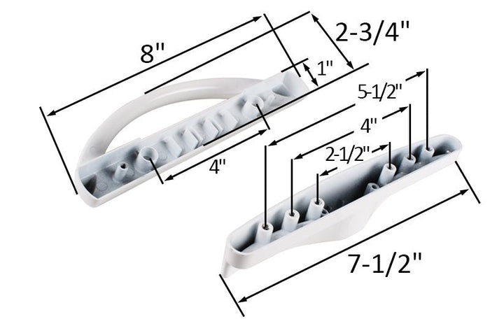 Roto Hardware White Patio Door Handle Set – Keyless Sliding Door Handle - Reflect Window & Door