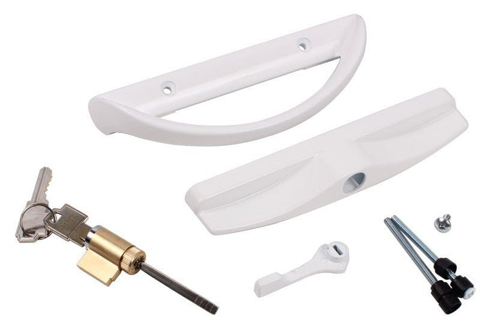 Roto Hardware White Patio Door Handle with Key Single Point Latch - Reflect Window & Door