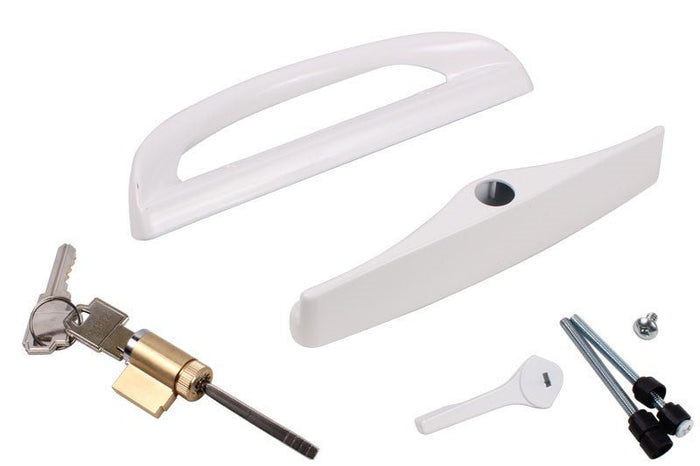 Roto Hardware White Patio Door Handle with Key Single Point Latch - Reflect Window & Door