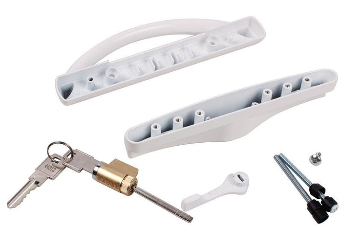 Roto Hardware White Patio Door Handle with Key Single Point Latch - Reflect Window & Door
