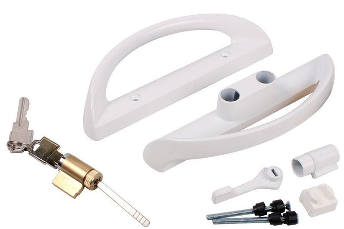 Roto Hardware White Patio Door Security Handle With Key - Reflect Window & Door