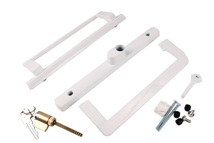 Roto Hardware White Keyed Sliding Glass Patio Door Handle – Lockable Door Handle - Reflect Window & Door