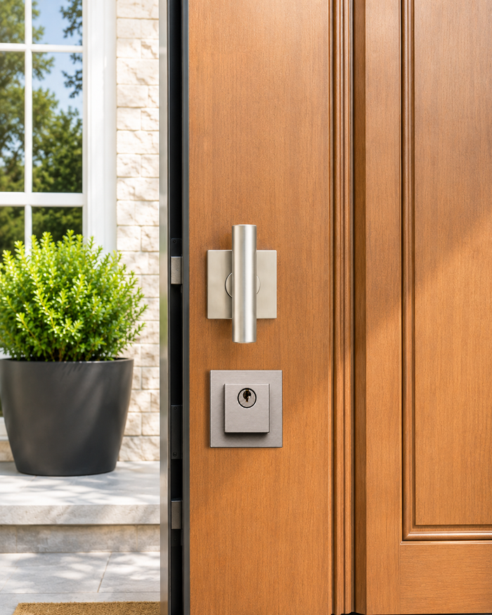 Round T-Bar Thumb Turn Door Handle Set | Plain Design on Square Rosette | 304 Stainless Steel