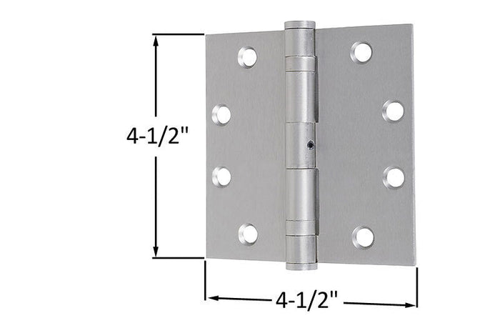 Satin Nickel 4 - 1/2" Non - Removable Pin Mortise Butt Hinge with Ball Bearings - Reflect Window & Door