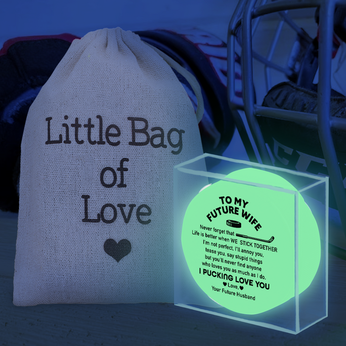 PREMIUM GLOWING PUCK / HOCKEY PUCK WITH BOX + GIFT BAG