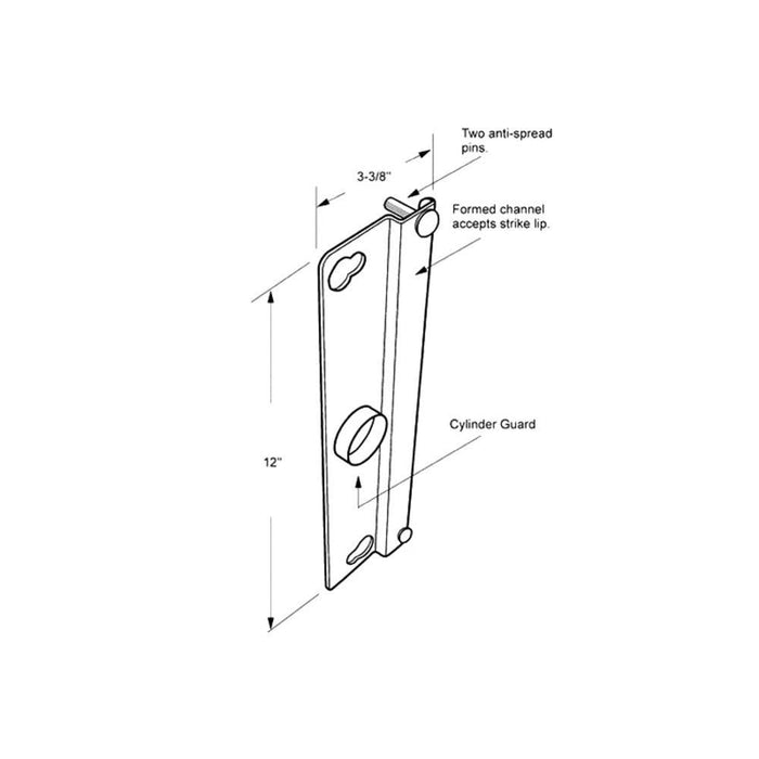 Security 12" Heavy Gauge Steel Latch Guard for Flush Mount Single or Paired Doors - Duronodic - Reflect Window & Door