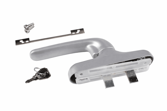 Silver Giesse Sliding Door Keyed Locking Handle – Replacement Patio Door Handle with Key Lock - Reflect Window & Door