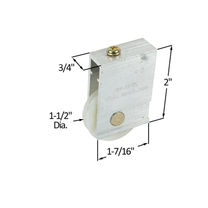 Sliding Glass Patio Door 1 - 1/2" Nylon Ball Bearing Roller and 3/4" Wide Housing - Reflect Window & Door