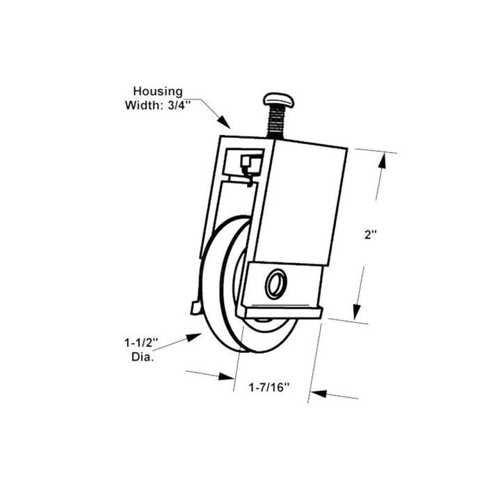 Sliding Glass Patio Door 1 - 1/2" Nylon Ball Bearing Roller and 3/4" Wide Housing - Reflect Window & Door