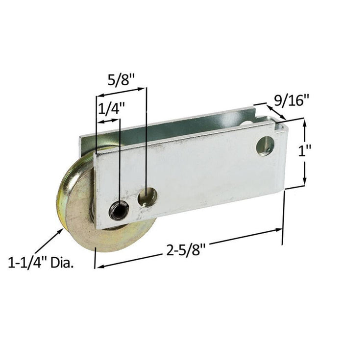 Sliding Glass Patio Door 1 - 1/4" Steel Ball Bearing Roller With 1" Tall Steel Housing and Adjustable Wheel - Reflect Window & Door