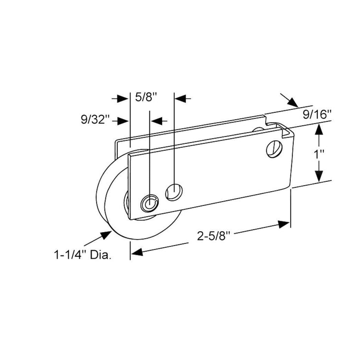 Sliding Glass Patio Door 1 - 1/4" Steel Ball Bearing Roller With 1" Tall Steel Housing and Adjustable Wheel - Reflect Window & Door