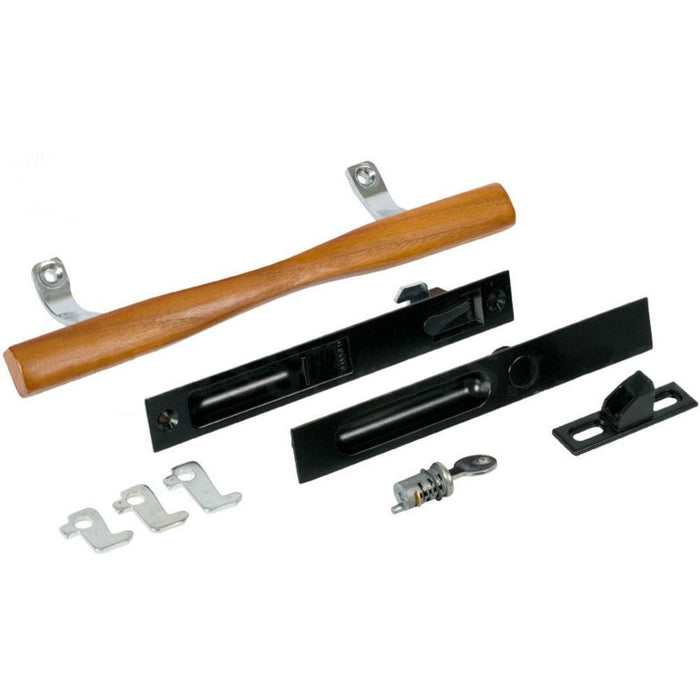 Sliding Glass Patio Door Black Keyed Flush Mount Latch With 6 - 5/8" Screw Holes and 4 Hook Assortment - Reflect Window & Door