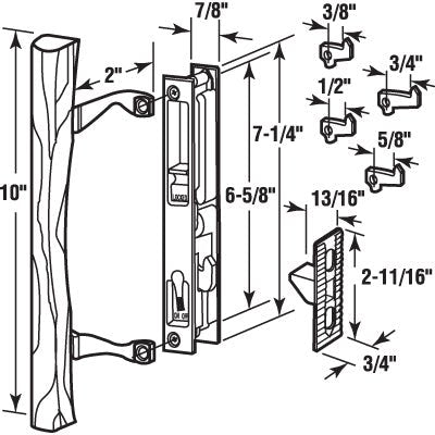Sliding Glass Patio Door Black Keyed Flush Mount Latch With 6 - 5/8" Screw Holes and 4 Hook Assortment - Reflect Window & Door