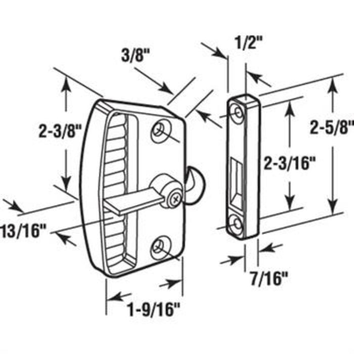 Sliding Patio Screen Door Latch and Pull With 2 - 3/8" Screw Holes - Reflect Window & Door