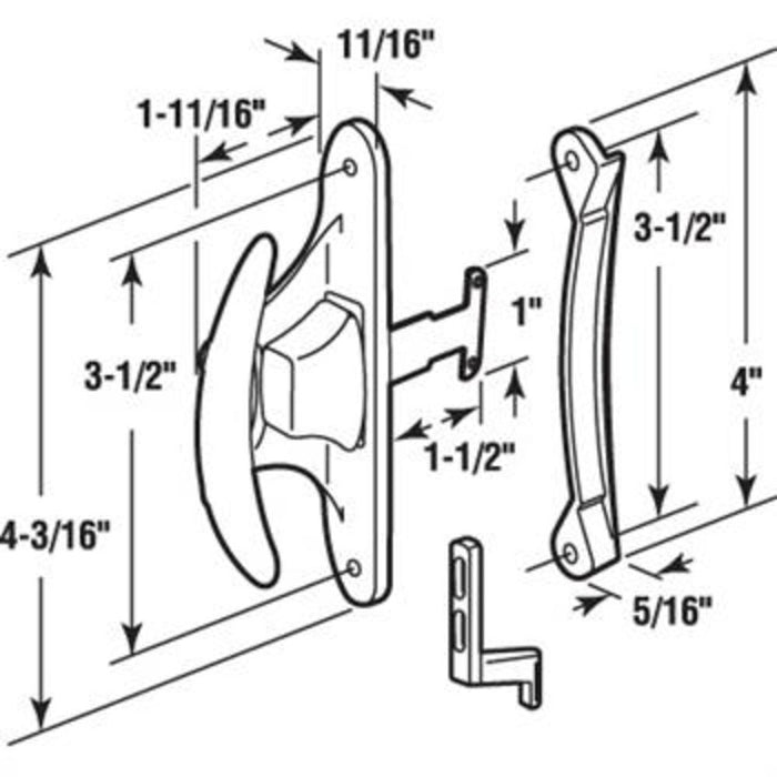 Sliding Patio Screen Door Latch and Pull with 3 - 1/2" Screw Holes - Reflect Window & Door
