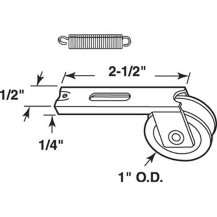 Sliding Patio Screen Door Spring Tension 1" Steel Ball Bearing Center Groove Roller - Reflect Window & Door