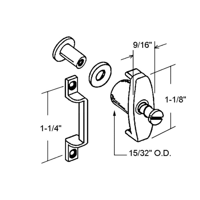 Sliding Patio Screen Door Latch Set With 1 - 1/4" Screw Holes - Reflect Window & Door