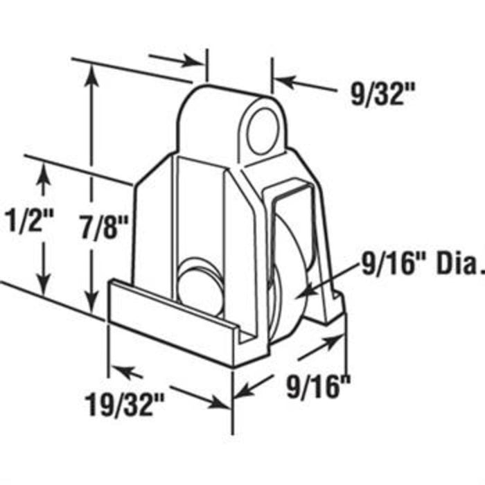 Sliding Window 9/16" Flat Edge Stainless Steel Roller With 19/32" Wide Housing - Reflect Window & Door