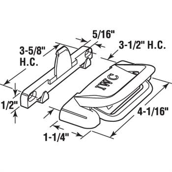 Sliding Window Sash 1 - 1/4" Die Cast Security Lock With 3 - 3/8" Screw Holes for International - Reflect Window & Door