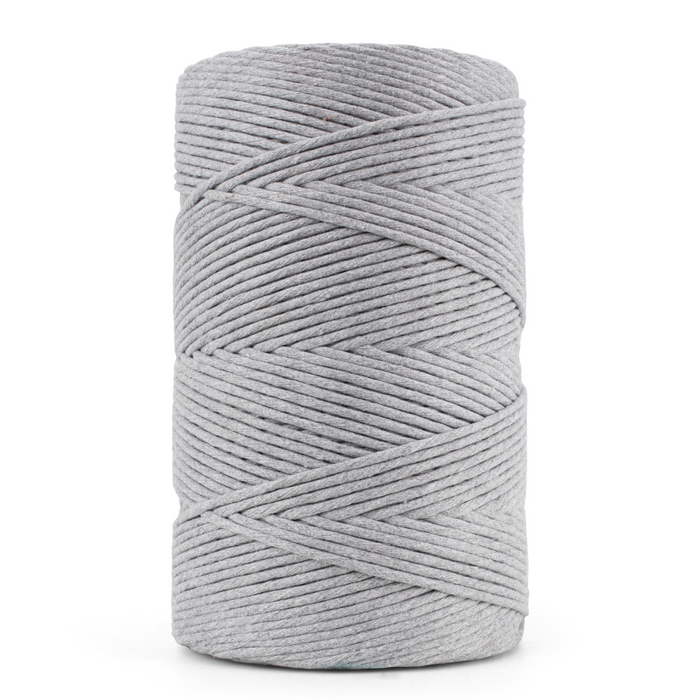 Soft Cotton Cord Zero Waste 4mm Single Strand - Gray Marl Color