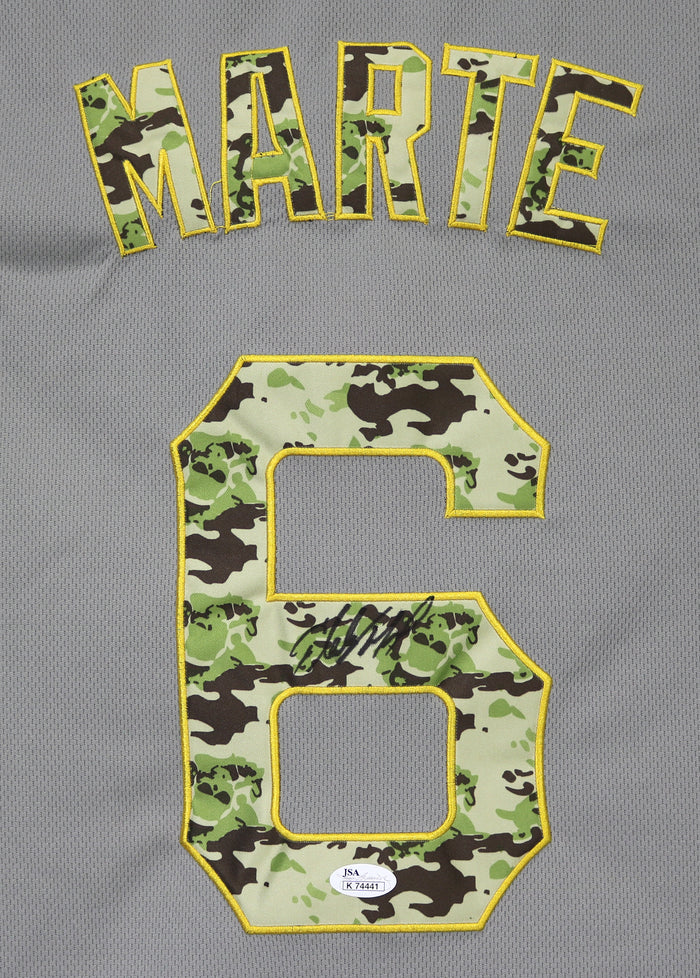 Starling Marte Pittsburgh Pirates Signed Autographed Usmc Camo #6 Jersey JSA COA