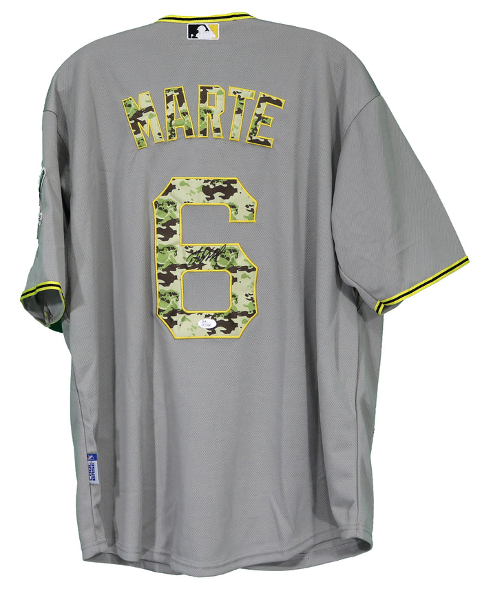 Starling Marte Pittsburgh Pirates Signed Autographed Usmc Camo #6 Jersey JSA COA