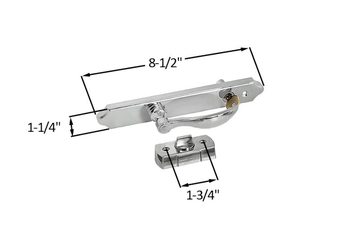 Residential Swinging Screen & Storm Door Brushed Nickel Keyed Latch & Lock Handle Set - Reflect Window & Door