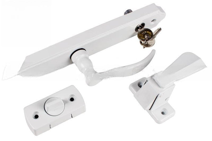 Residential Swinging Screen & Storm Door White Keyed Lock Handle Set - Reflect Window & Door