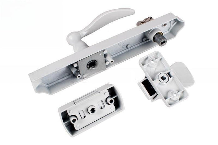 Residential Swinging Screen & Storm Door White Keyed Lock Handle Set - Reflect Window & Door
