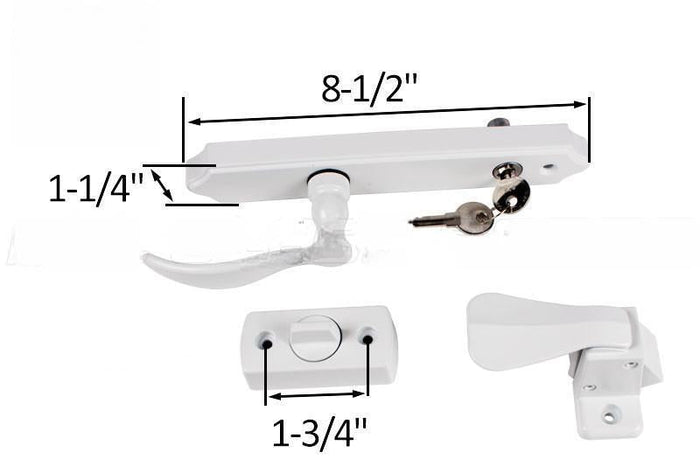 Residential Swinging Screen & Storm Door White Keyed Lock Handle Set - Reflect Window & Door