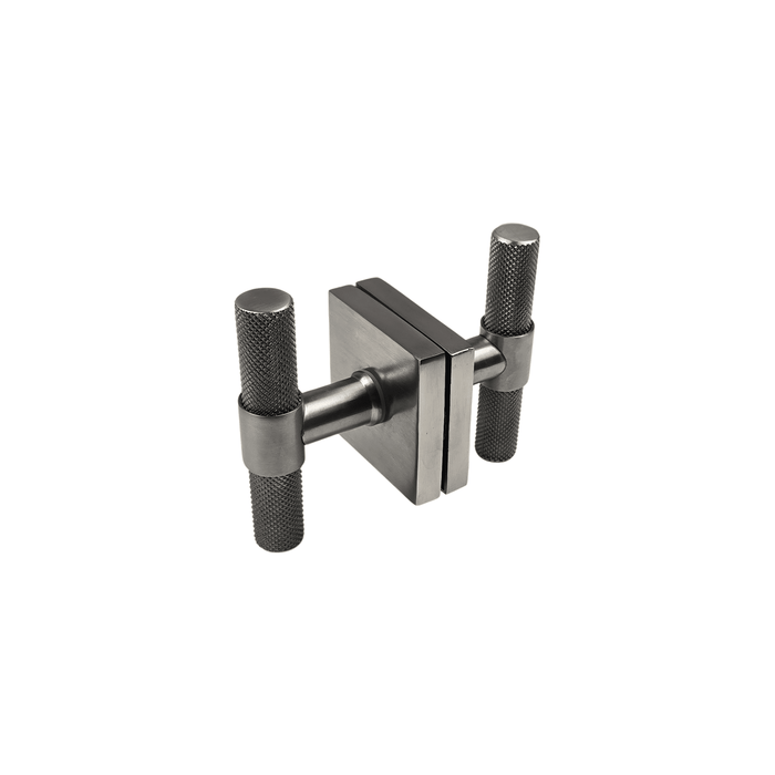 t bar style door handle/knob knurled design in barrel on square rosette
