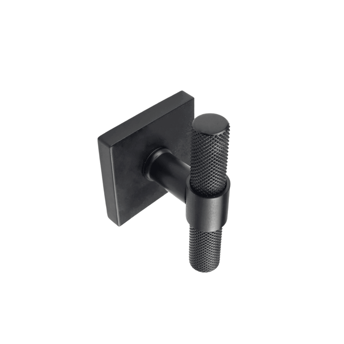 T- Bar Style door Handle/Knob - Knurled design in Barrel on Square Rosette