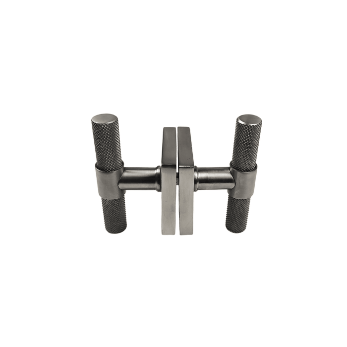 t bar style door handle/knob knurled design in barrel on square rosette