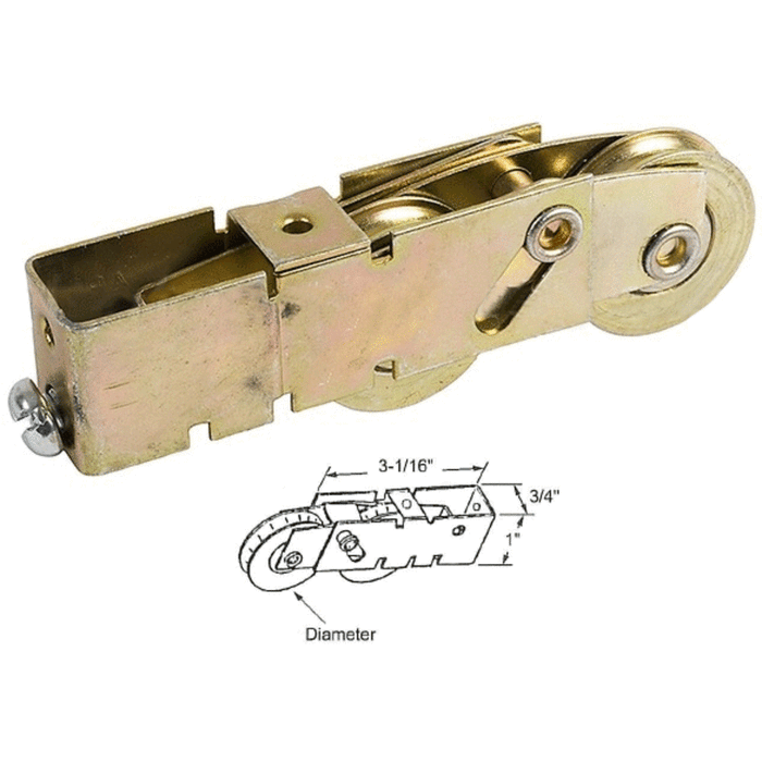 Sliding Glass Patio Door 1-1/4" Tandem Steel Ball Bearing Roller With 3/4" Wide Housing For Fleetwood Doors - Reflect Window & Door