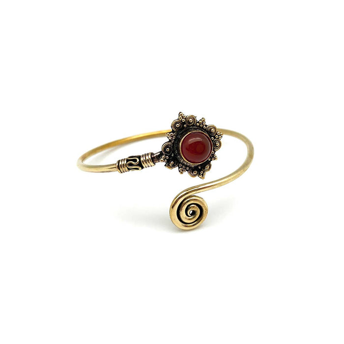 Tanvi Collection Bangle Bracelet - Gold with Red Onyx