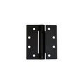 Black door hinge by Taymor Industries with six screw holes, shown vertically against a white background. The hinge's center pin is visible. Built to ANSI specs, this durable hinge ships from Canada.