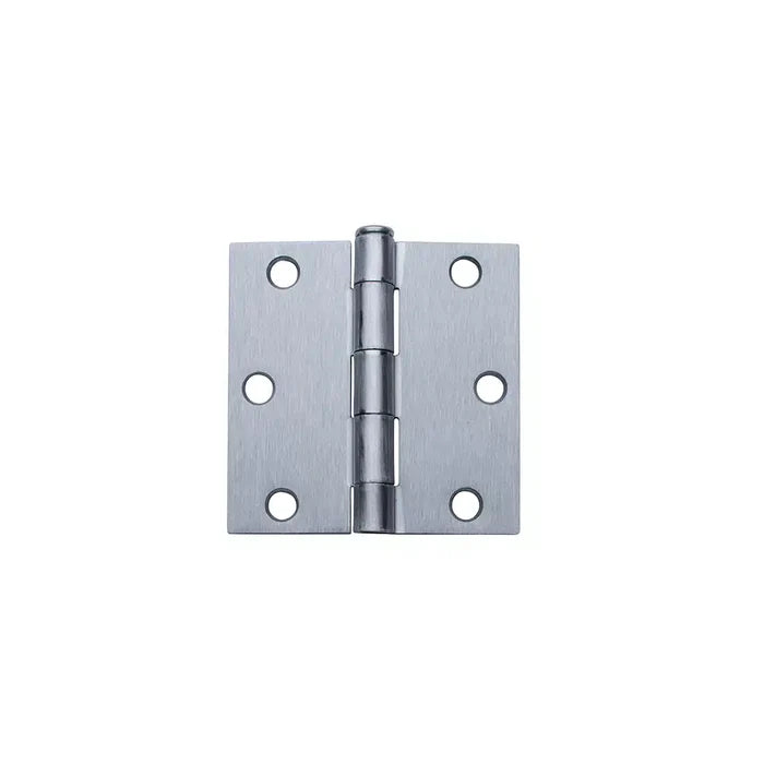 A Taymor Industries metal door hinge with three knuckles and six screw holes, ideal for use with 3/4″ hinge screws. Shown on a plain white background; ships from Canada.