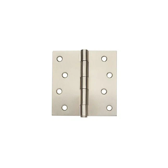 A square, silver metal Taymor Industries door hinge with six screw holes on each side, shown on a white background. Includes hinge screws and ships from Canada.