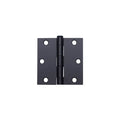 A black metal door hinge by Taymor Industries with three screw holes per side, shown on a white background. For secure installation, use compatible hinge screws or 3/4″ screws. Ships from Canada.
