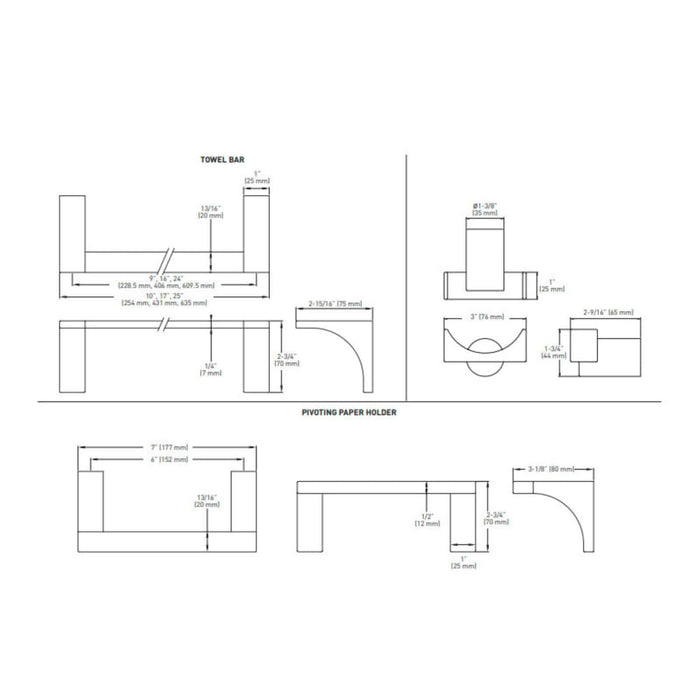 taymor arc deco towel bar drawing