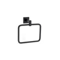 A modern black metal Taymor Industries towel ring with a rectangular design and square wall bracket is shown on a white background—perfect as a stylish paper holder or for the Equinox collection.